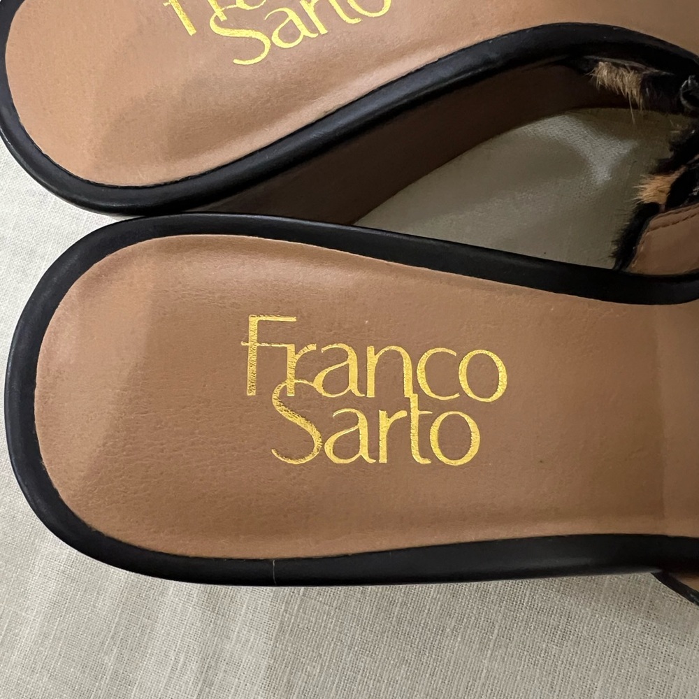 Franco Sarto Brown Black Wedge Sandals - Picture 3 of 6
